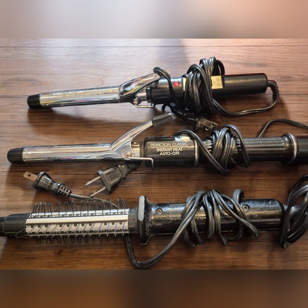 Silver and Black Curling Iron Set